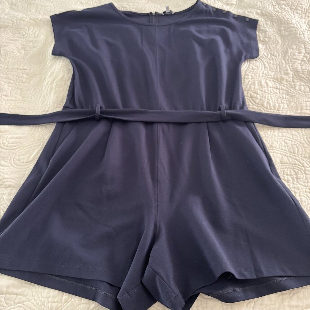 Jigsaw of London Dark Blue Romper with pockets and a tie waist